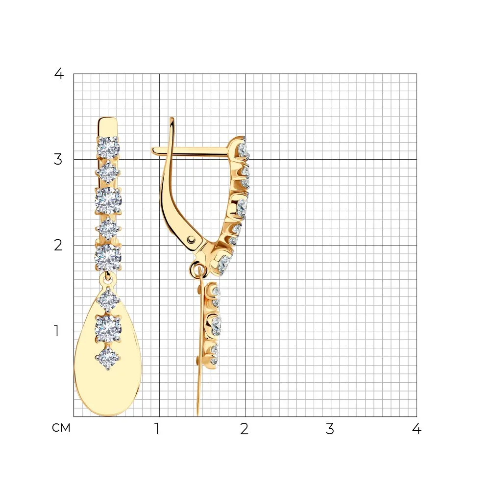 Cercei Suspendați din aur roșu cu Cubic Zirconia Incolor