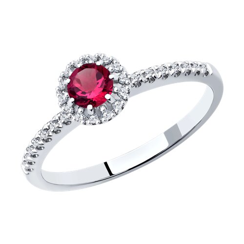 Inel din aur alb cu pietre Diamant, Rubin