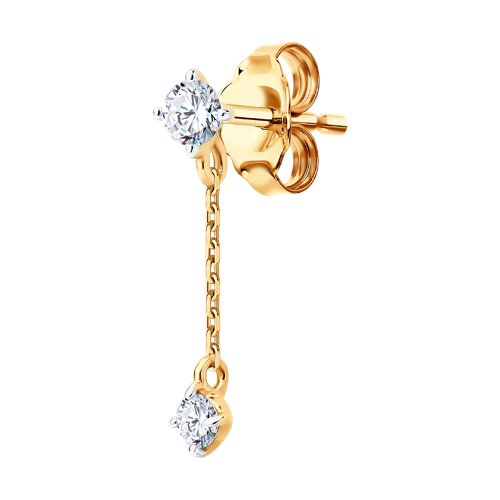 Cercel din aur roșu cu pietre Cubic Zirconia Incolor