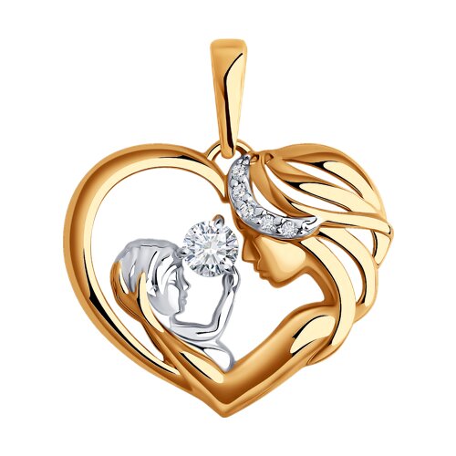 Pandantiv din aur roșu cu pietre Cubic Zirconia Incolor