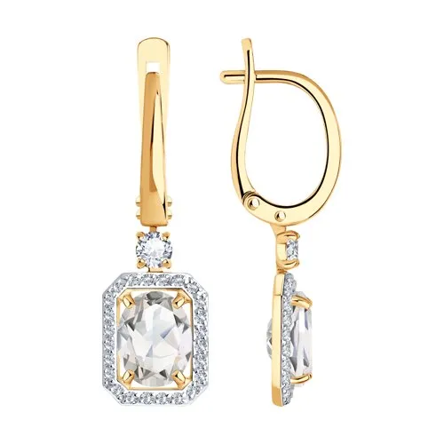 Cercei Suspendați din aur roșu cu Cubic Zirconia Incolor, Cristal de munte