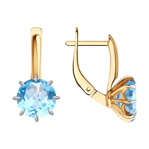 Cercei din aur roșu cu pietre Topaz albastru