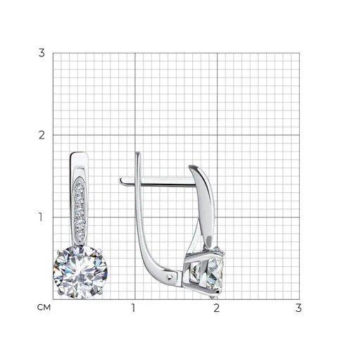 Cercei din aur alb cu Cubic Zirconia Incolor