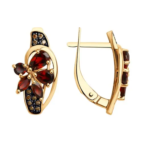 Cercei din aur roșu cu Cubic Zirconia Galben, Granat