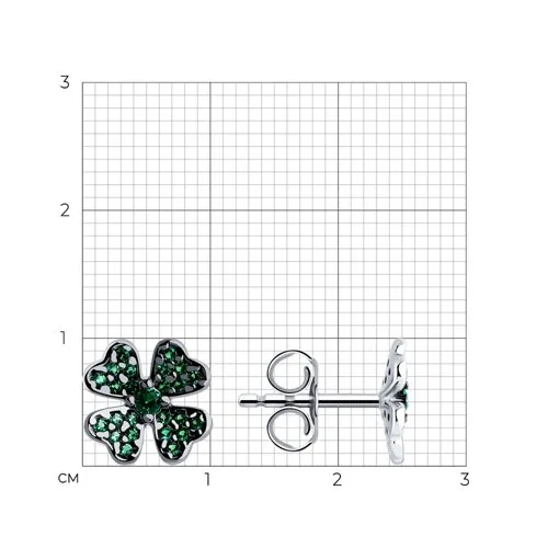 Cercei Pusete din argint cu Cubic Zirconia Verde