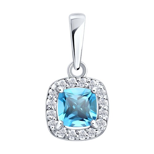 Pandantiv din aur alb cu pietre Diamant, Topaz Swiss