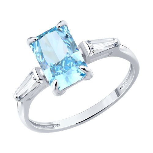 Inel din argint  cu pietre Cubic Zirconia Incolor, Cubic Zirconia Albastru