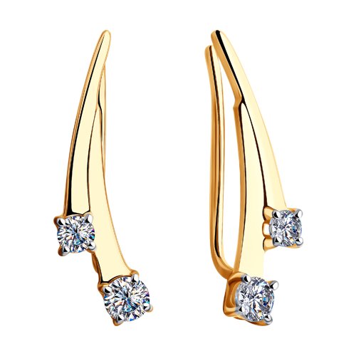 Cercei din aur roșu cu pietre Cubic Zirconia Incolor