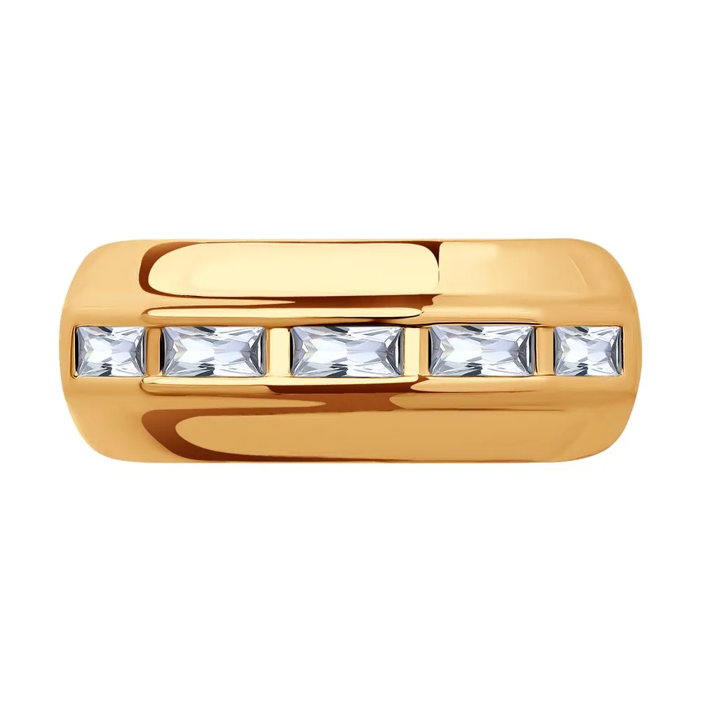 Inel din aur roșu cu Cubic Zirconia Incolor