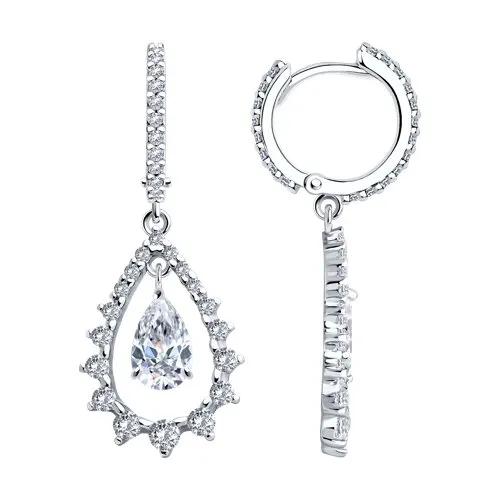 Cercei Creole din argint cu Cubic Zirconia Incolor