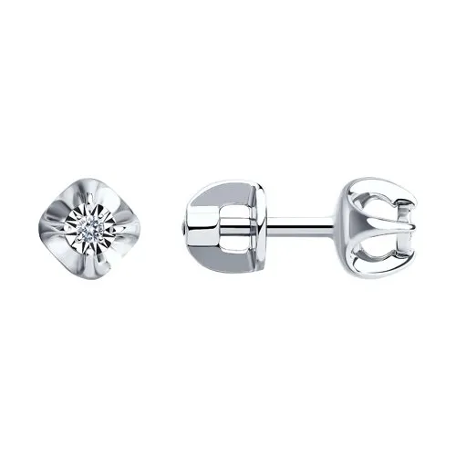 Cercei Pusete din aur alb cu Diamant