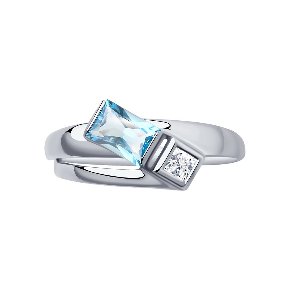 Кольцо из белого золота с камнями Swarovski, Топаз Swiss