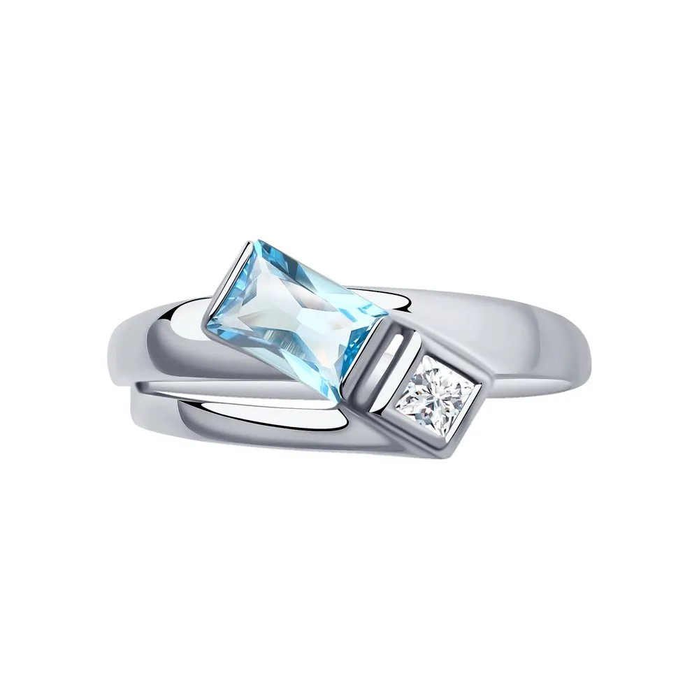 Inel din aur alb cu Swarovski, Topaz Swiss