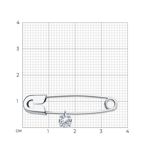 Брошь из серебра с камнями Фианит