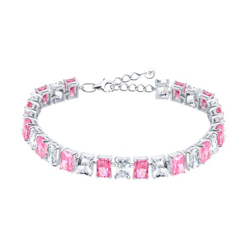 Brățară din argint  cu pietre Cubic Zirconia Incolor, Cubic Zirconia Roz