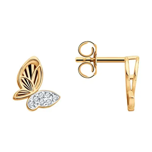 Cercei Pusete din aur roșu cu Cubic Zirconia Incolor