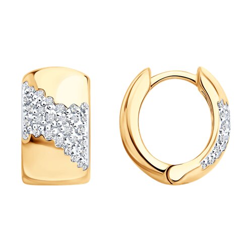 Cercei Creole din aur roșu cu pietre Diamant