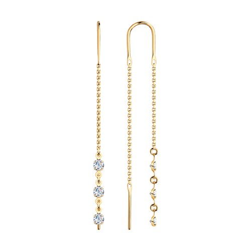 Cercei Lanț din aur roșu cu pietre Cubic Zirconia Incolor