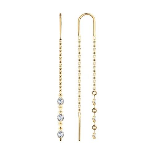 Cercei Lanț din aur roșu cu Cubic Zirconia Incolor