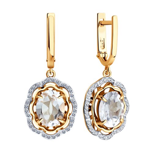 Cercei Suspendați din aur roșu cu pietre Cubic Zirconia Incolor, Cristal de munte