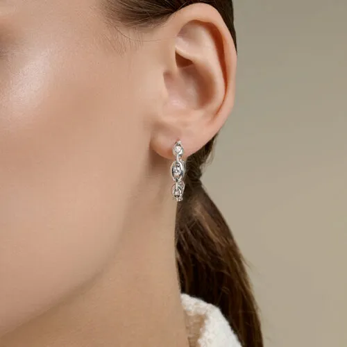 Cercei Creole din argint cu Cubic Zirconia Incolor