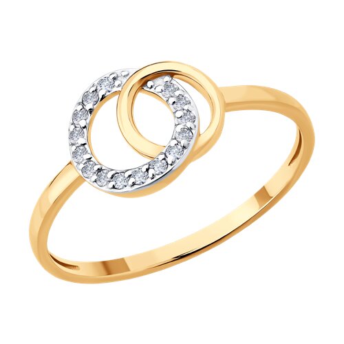 Inel din aur roșu cu pietre Cubic Zirconia Incolor