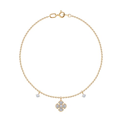 Brățară din aur roșu cu pietre Cubic Zirconia Incolor