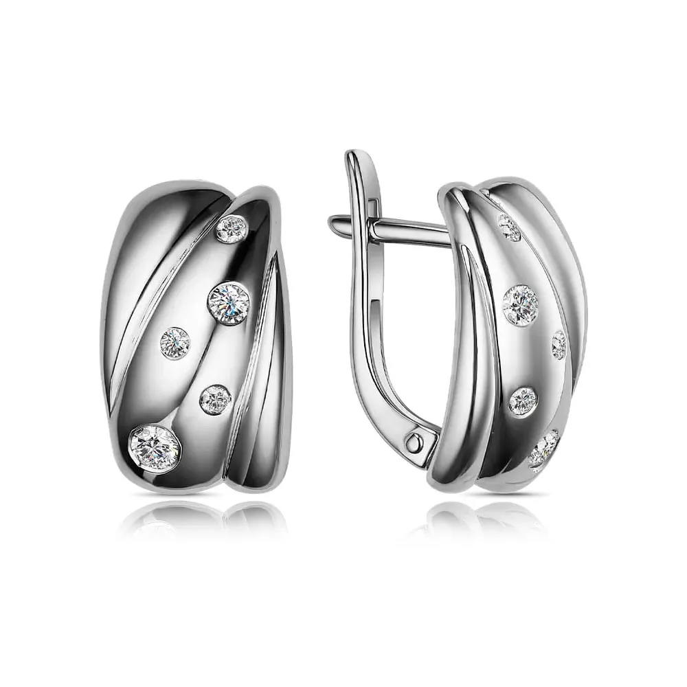 Cercei din aur alb cu Cubic Zirconia Incolor
