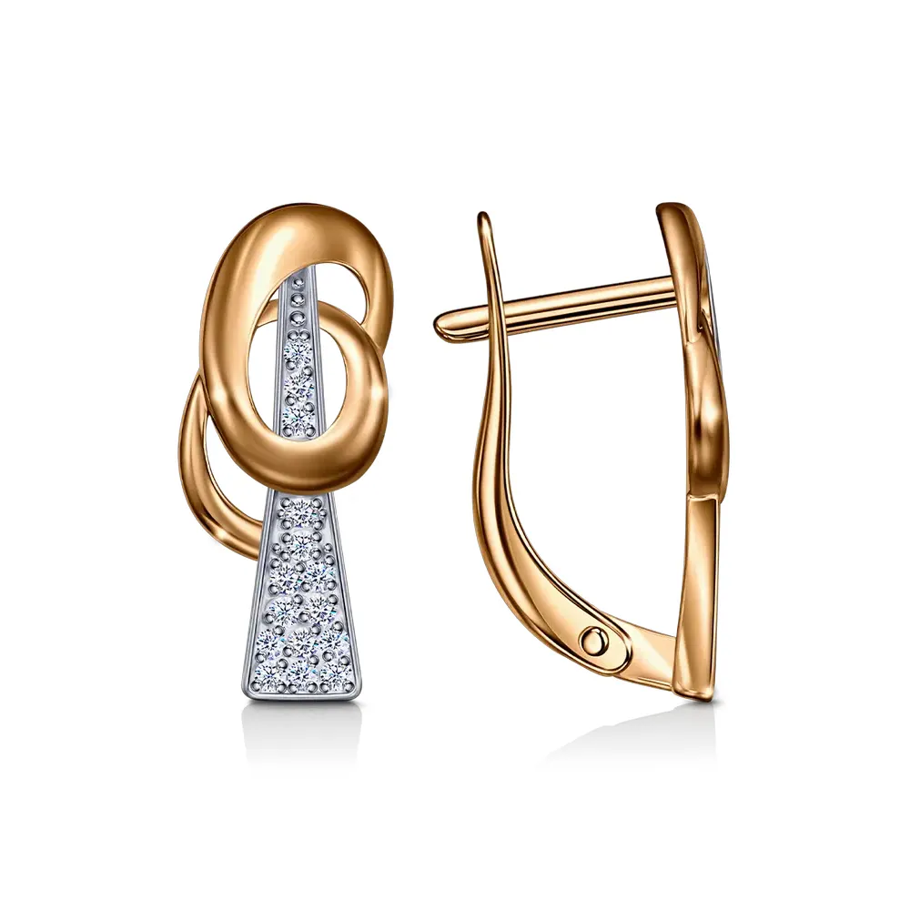 Cercei din aur roșu cu Cubic Zirconia Incolor