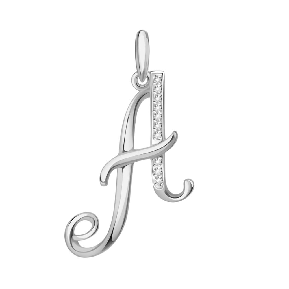 Pandantiv din aur alb cu pietre Cubic Zirconia Incolor