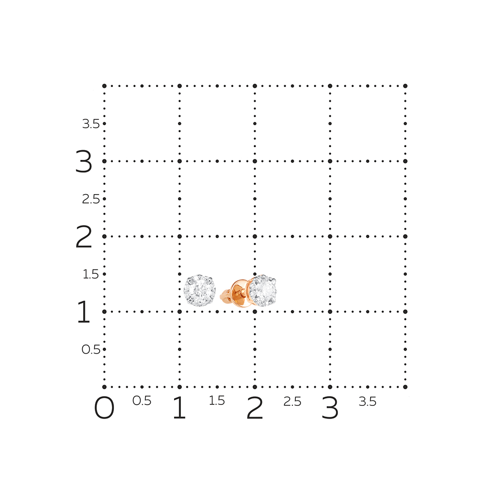 Cercei Pusete din aur roșu cu pietre Diamant