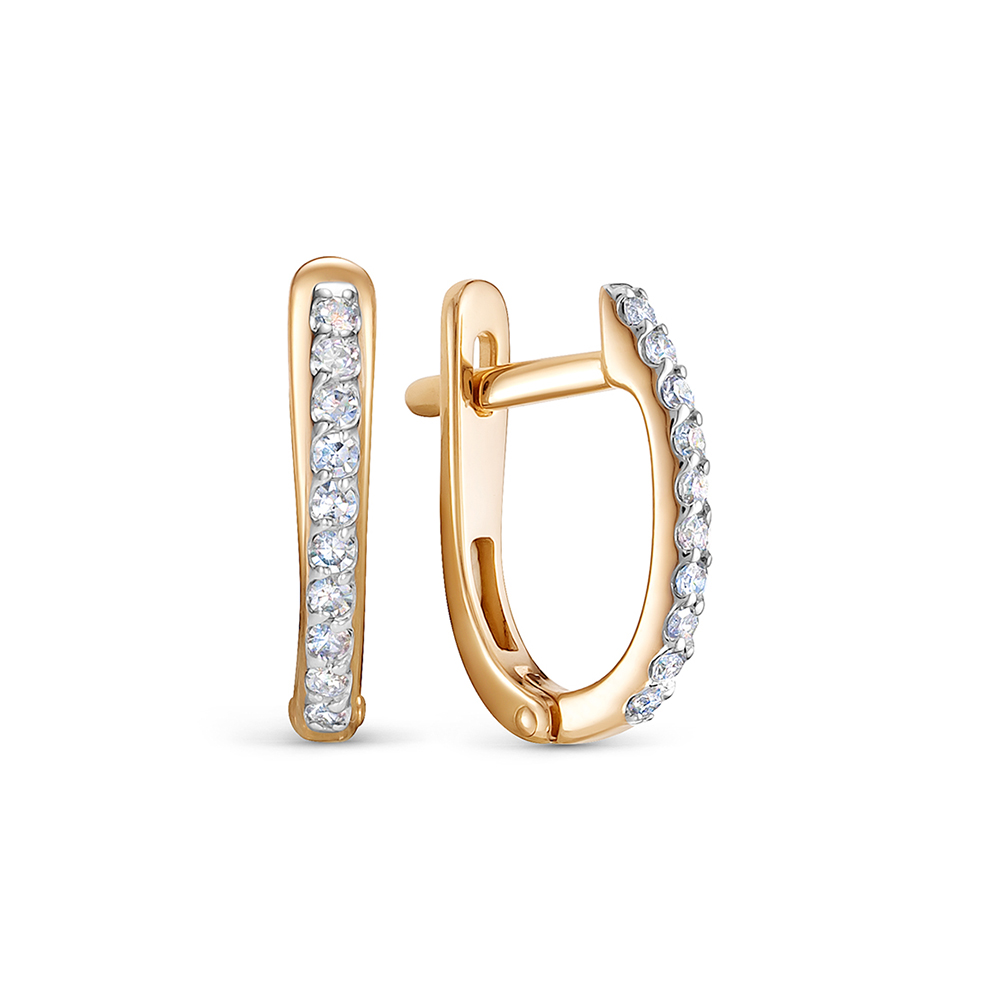 Серьги из красного золота с камнями Бриллиант