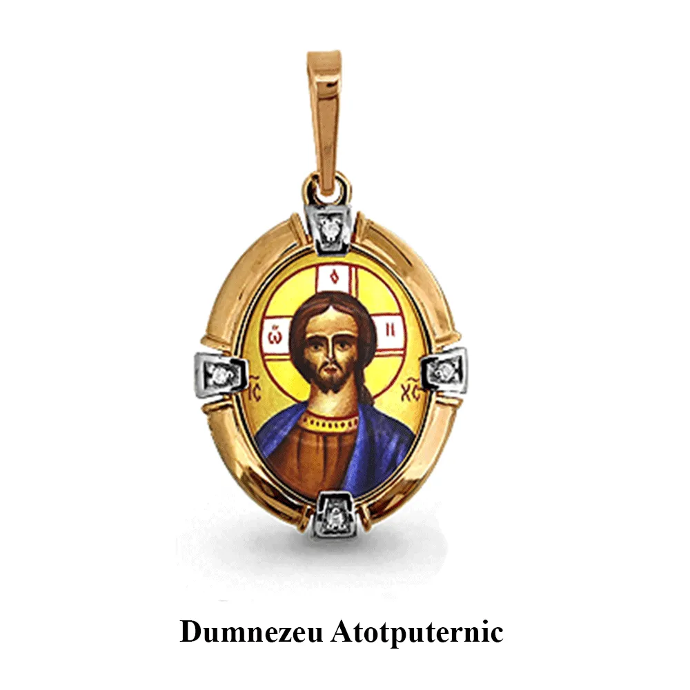 Iconiță din aur roșu cu Cubic Zirconia Incolor