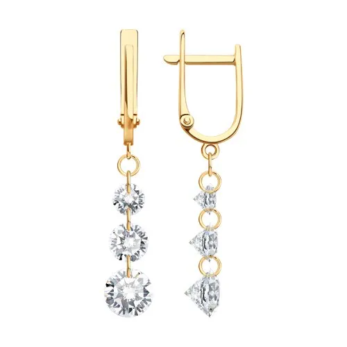 Cercei Suspendați din aur roșu cu Cubic Zirconia Incolor