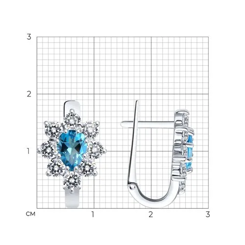 Cercei din argint cu Cubic Zirconia Incolor, Topaz Swiss