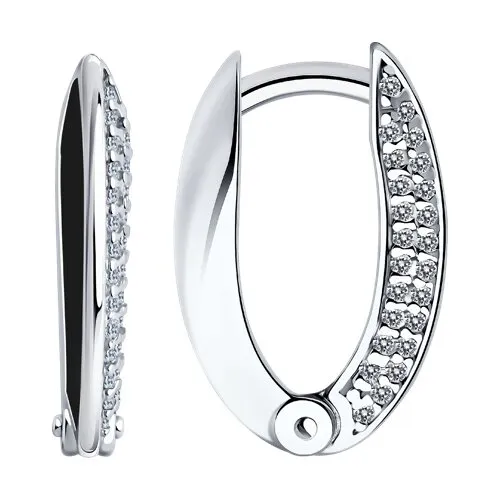 Cercei Creole din argint cu Cubic Zirconia Incolor, Emailare