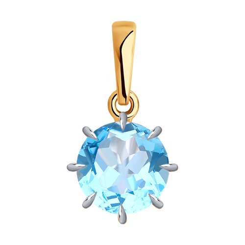 Pandantiv din aur roșu cu pietre Topaz albastru