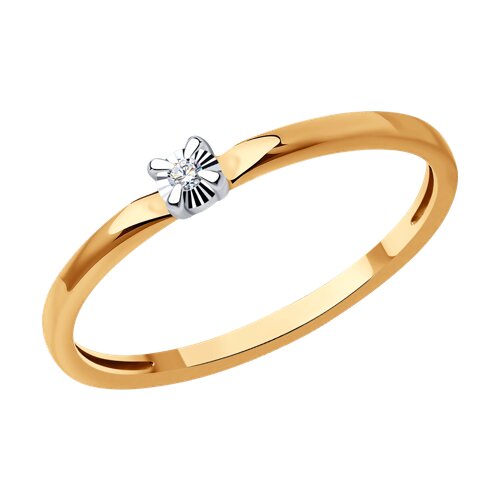 Кольцо из белого и красного золота с камнями Бриллиант