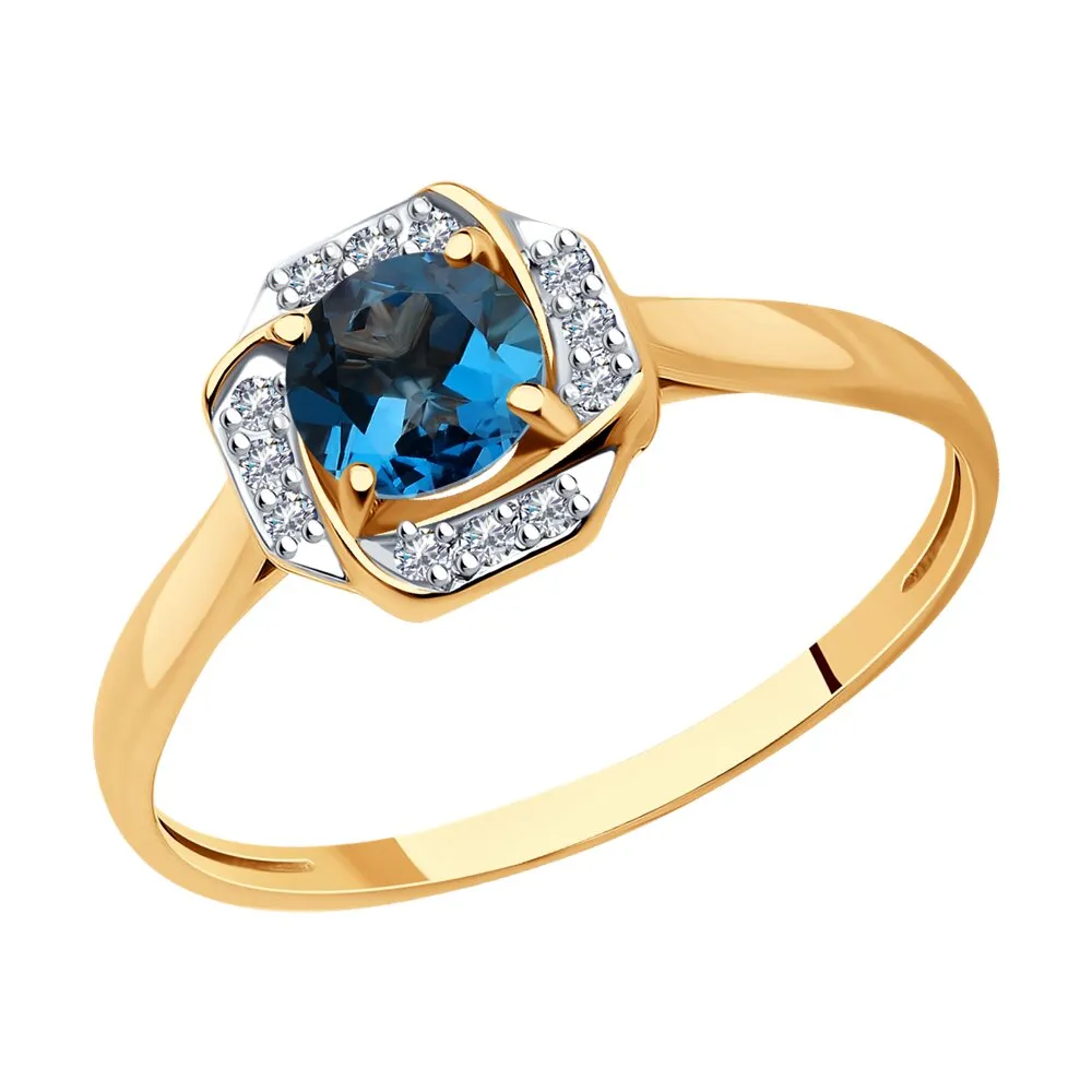Inel din aur roșu cu Cubic Zirconia Incolor, Topaz London