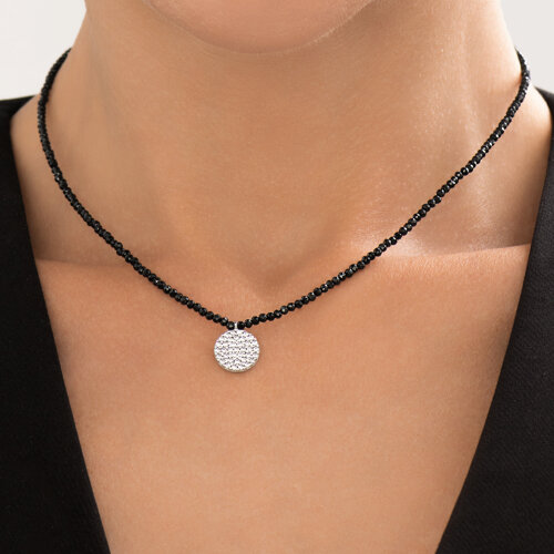 Colier din argint  cu pietre Cubic Zirconia Incolor, Spinel natural și