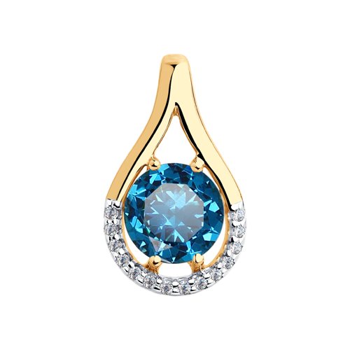 Pandantiv din aur roșu cu pietre Cubic Zirconia Incolor, Topaz London
