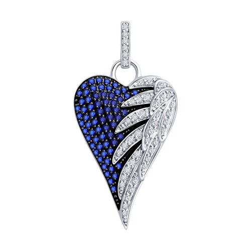 Подвеска из белого золота с камнями Бриллиант, Сапфир