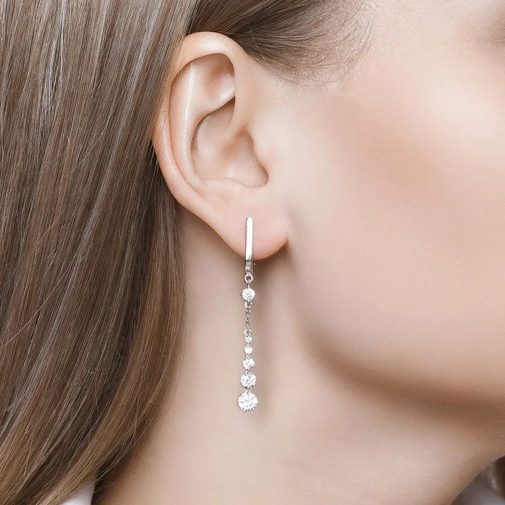 Cercei Suspendați din argint cu Cubic Zirconia Incolor