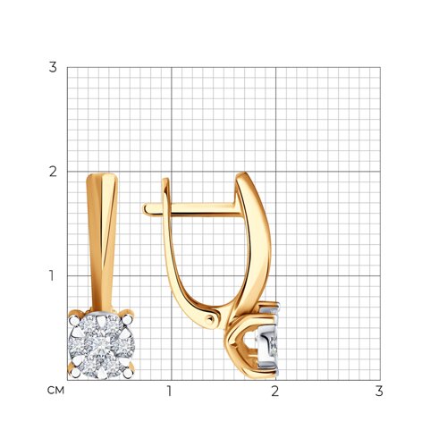 Cercei din aur alb și roșu cu pietre Diamant