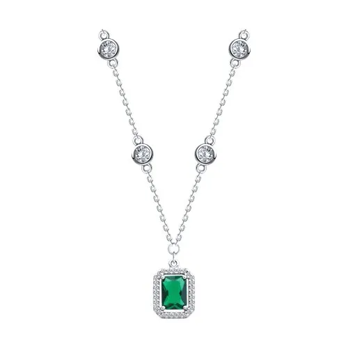 Colier din argint cu Cubic Zirconia Incolor, Cubic Zirconia Verde