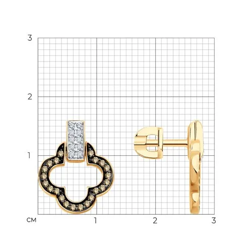 Cercei Pusete din aur roșu cu Diamant, Diamant Cognac