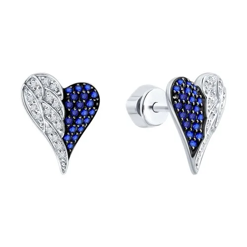 Cercei Pusete din aur alb cu Diamant, Safir