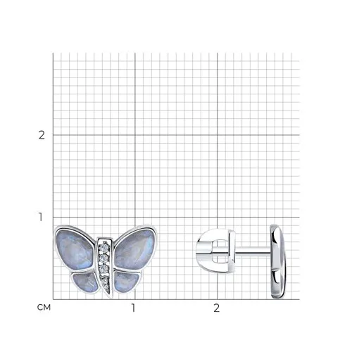 Cercei Pusete din argint cu Cubic Zirconia Incolor, Emailare