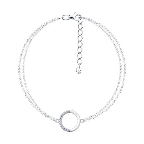 Браслет из серебра с камнями Фианит, Эмаль