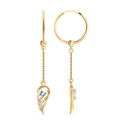 Cercei Creole din aur roșu cu Cubic Zirconia Incolor, Topaz